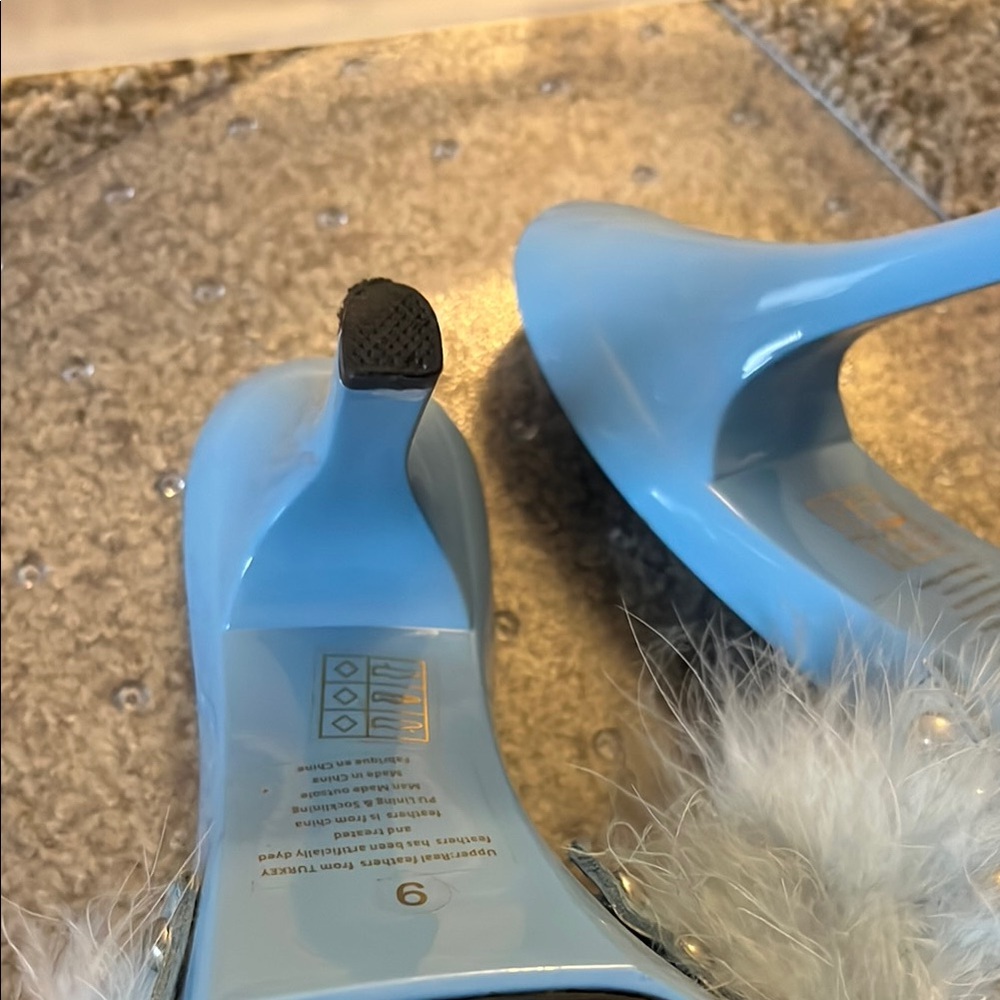 Jeffrey Campbell Blue Marabou Heels - Picture 2 of 4